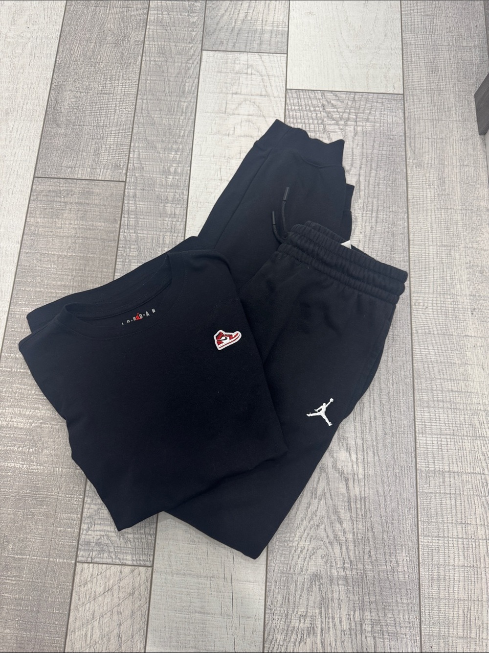 Jordan Kids' Black Sweatshirt and Jogger Set with White Jumpman